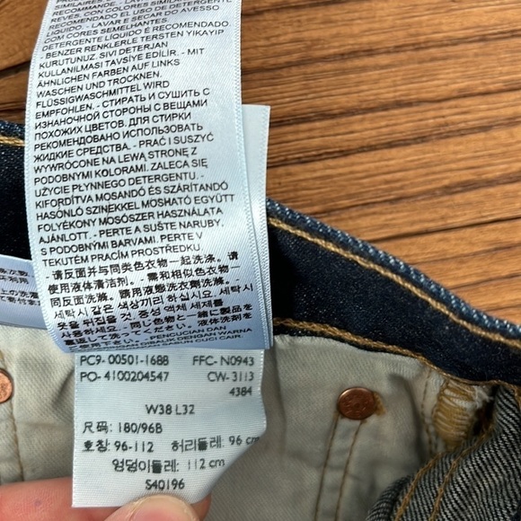 Levi’s Men’s Original Fit 501 Button Fly Straight Jeans Size 38 Dark Wash NEW - Picture 9 of 10